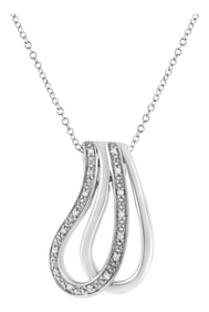.925 Sterling Silver Pave-Set Diamond Accent Double Curve 18" Pendant Necklace