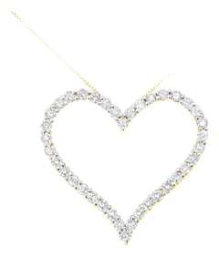 10k Yellow Gold Plated .925 Sterling Silver 3.0 cttw Round-Cut Diamond Open Heart Pendant Necklace -
