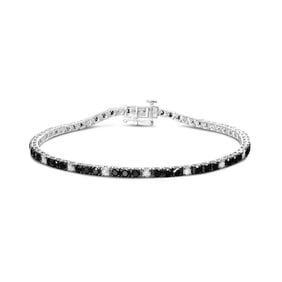 .925 Sterling Silver 4.0 Cttw Black and White Diamond Tennis Bracelet (I-J Color, I2-I3 Clarity) - 7