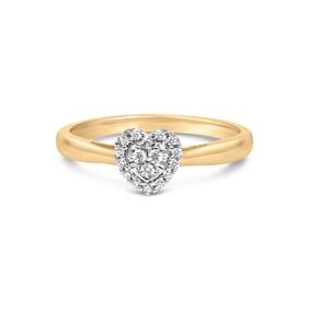 14K Yellow Gold Plated .925 Sterling Silver 1/10 Cttw Round-Cut Diamond Heart Engagement Ring (I-J C