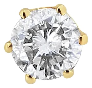14K Yellow Gold Diamond Solitaire 6-Prong Single Solitaire Stud Earring (3/8 cttw, I-J Color, I2-I3 