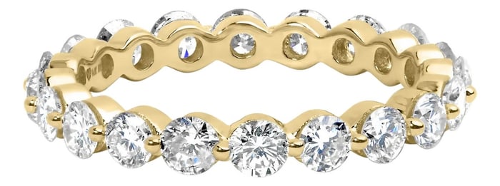 14K Yellow Gold 2.0 Cttw 2 Prong Set Diamond Eternity Band Ring - Ring Size 7