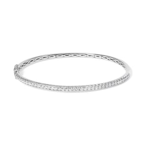 14K White Gold 1.00 Cttw Half Eternity Diamond Bangle Bracelet (G-H Color, SI2-I1 Clarity) - 7" Inch