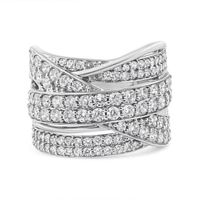 .925 Sterling Silver 2.00 Cttw Round-Cut Diamond Overlapping Bypass Band Ring (I-J Color, I2-I3 Clar