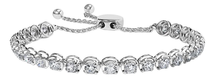 14K White Gold 6.00 Cttw Diamond Adjustable Bolo Tennis Bracelet