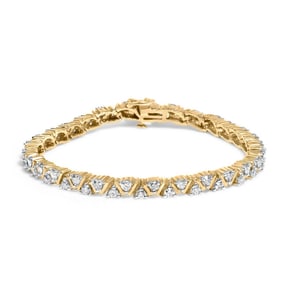 14K Yellow Gold 4.00 Cttw Diamond Triangle Link Tennis Bracelet (H-I Color, I1-I2 Clarity) - 7" Inch