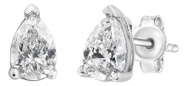 14K White Gold 3/4 Cttw Pear Shape Solitaire Lab Grown Diamond Stud Earrings