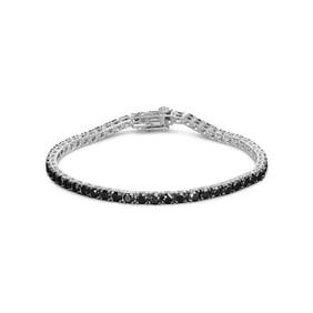 .925 Sterling Silver 8.0 Cttw 4-Prong Set Treated Black Round-Cut Diamond Classic Tennis Bracelet (B