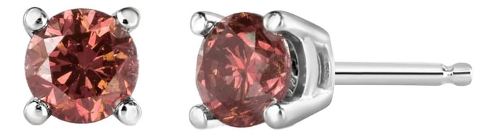 10K White Gold 1/2 Cttw Lab Created Round Brilliant Cut Pink Diamond Classic 4-Prong Solitaire Stud 
