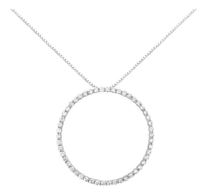 .925 Sterling Silver 4 cttw Prong Set, Round-Cut Diamond Open Circle Hoop 18" Pendant Necklace