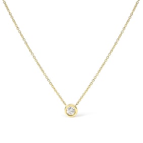 14K Yellow Gold 1/3 Cttw Lab Grown Diamond Modern Bezel-Set Solitaire 16"-18" Pendant Necklace (F-G 