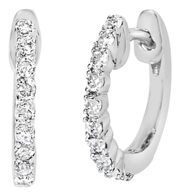 .925 Sterling Silver 1/6 Cttw Diamond Petite Hoop Earrings (I-J Color, I2-I3 Clarity)