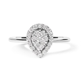 .925 Sterling Silver 3/8 Cttw Lab Grown Diamond Cluster and Halo Pear Promise Ring (G-H Color, VS2-S