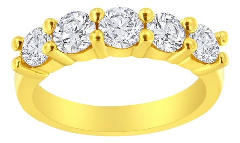 14K Yellow Gold Plated .925 Sterling Silver 1 1/2 Cttw Shared Prong Set Brilliant Round-Cut Diamond 