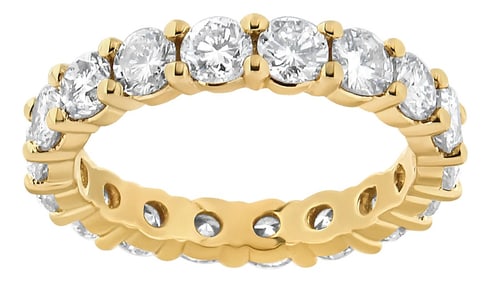 14K Yellow Gold 3.00 Cttw Shared Prong Set Round Cut Diamond Eternity Band - Ring Size 7