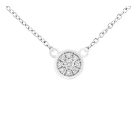 10K White Gold 1/4 Cttw Diamond Flower Pendant Necklace - Adjustable 16-18" chain