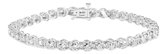 10K White Gold 3.00 Cttw Miracle Set Diamond Bezel Link Style Tennis Bracelet (H-I Color, I2-I3 Clar