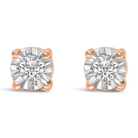 10K Rose Gold Plated .925 Sterling Silver 1/10 Cttw Round Brilliant-Cut Lab Grown Diamond Miracle-Se