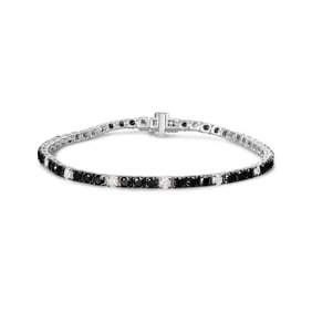 .925 Sterling Silver 5.0 Cttw Black and White Diamond Tennis Bracelet (I-J Color, I2-I3 Clarity) - 7