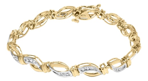 10K Yellow and White Gold 1/2 Cttw Channel Set Diamond Infinity Link 7" Tennis Bracelet (H-I Color, 