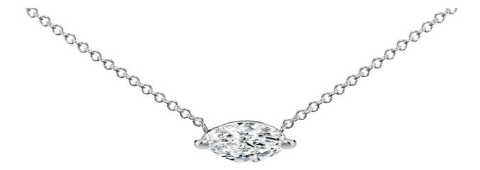 14K White Gold 1/2 Cttw Marquise Lab-Grown Diamond East West Solitaire 18" Pendant Necklace (F-G Col