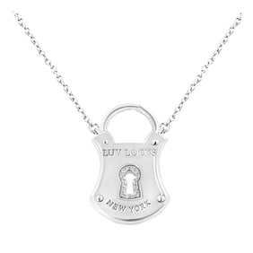 .925 Sterling Silver 1/10 Cttw Diamond Lock Pendant 18" Necklace (H-I Color, I1-I2 Clarity)