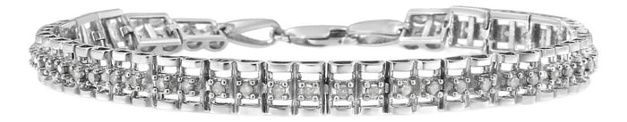 .925 Sterling Silver 1/2 Cttw Diamond Double-Link 7" Tennis Bracelet (I-J Color, I3 Clarity)