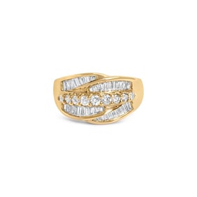 14K Yellow Gold 1.00 Cttw Diamond Cocktall Cluster 5 Stone Ring (H-I Color, SI1-I1 Clarity) - Ring S