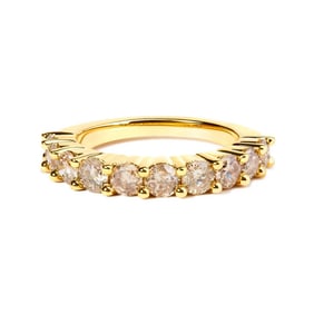 14K Yellow Gold Plated .925 Sterling Silver 2.0 Cttw Round Brilliant Cut Diamond 10 Stone Anniversar