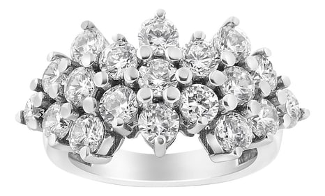 14K White Gold 4.0 Cttw Diamond Multi Row Scatter Band Ring - Size 7