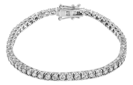 14K White Gold 3.0 Cttw Miracle Set Round-Cut Lab Grown Diamond Illusion 7" Tennis Bracelet