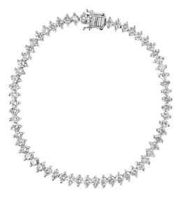 14K White Gold 5 1/2 Cttw Round Diamond 2-Prong Tennis Bracelet - 7"