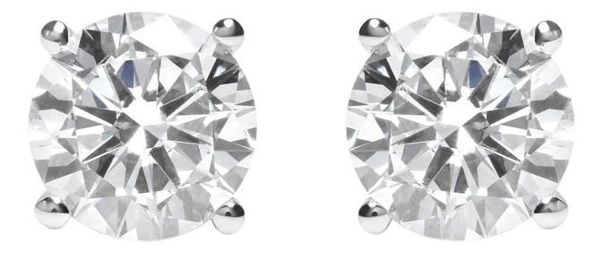 IGI Certified 14K White Gold 5.00 Cttw Round Brilliant-Cut Lab Grown Diamond Classic 4-Prong Stud Ea
