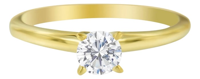 GIA Certified 14K Yellow Gold 1/2 Cttw Diamond Solitaire Engagement Ring - Size 6