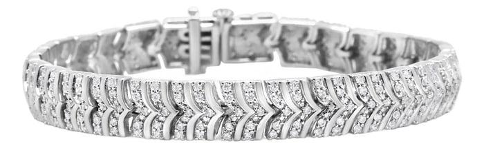 .925 Sterling Silver 3.00 Cttw Diamond Chevron Link Bracelet (I2-I3 Clarity, I-J Color) - Size 7.25"