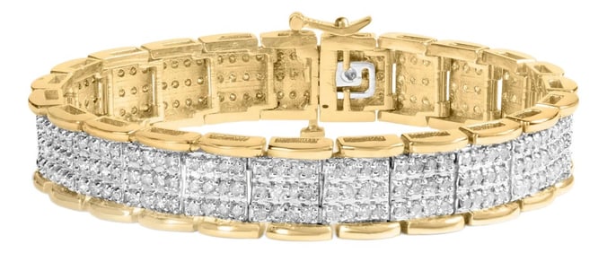 10K Yellow Gold 5.00 Cttw Round-Cut Diamond Link 7" Bracelet (J-K Color, I1-I2 Clarity)