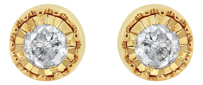 10K Yellow Gold Plated .925 Sterling Silver 3/8 Cttw Diamond Miracle Set Stud Earrings