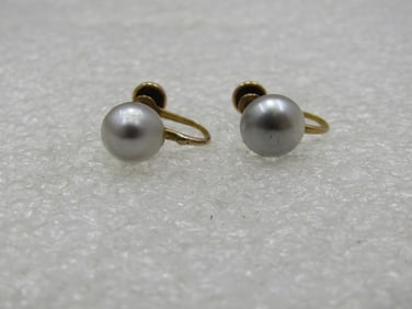 Vintage 10kt Tahitian Baroque Pearl Earrings, Screwback