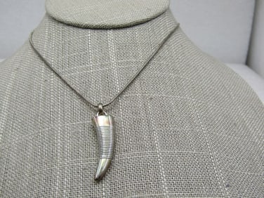 Vintage Sterling Silver Italian Horn Necklace, 18", Signed IBB, Unisex