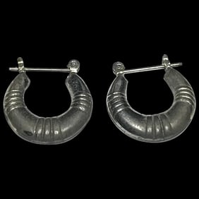 Vintage Sterling Silver Puffy Hoop Earring