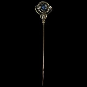 Vintage 14k Gold Sapphire and Diamond Stickpin