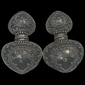 Vintage Sterling Silver Gunmetal John Hardy Clip Earrings