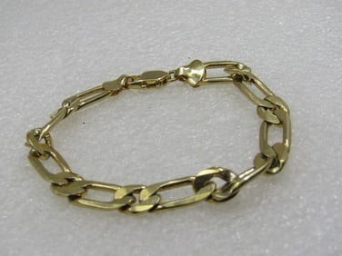 Vintage Gold Plated Figaro 7.5mm Wide Bracelet, 7.25"