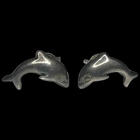 Vintage Sterling Silver Dolphin Studd Earrings