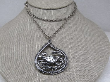 Vintage Crab Necklace - Zodiac. 24", 1960's-1970's