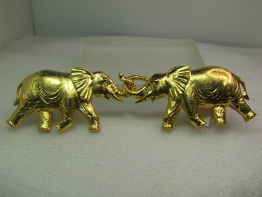 Vintage Interlocking Elephant Buckle Set, Dotty Smith Tag 1970's-1980's