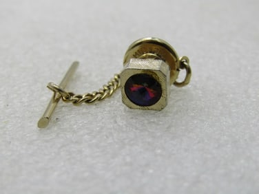 Vintage Hickok Watermelon Rivoli Tie Tack, 1960's-1970's,