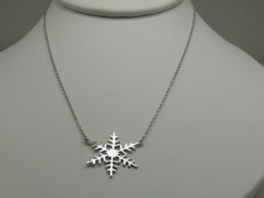 Silver Plated Snowflake Necklace, 15.5", Signed BAB .925