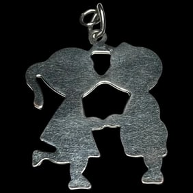 Vintage Dogtag Boy and Girl Kissing Charm/Pendant- Engravable