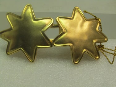 Vintage Gold Tone Star Inlocking Buckle Set, Gay Boyer New York, 1970's